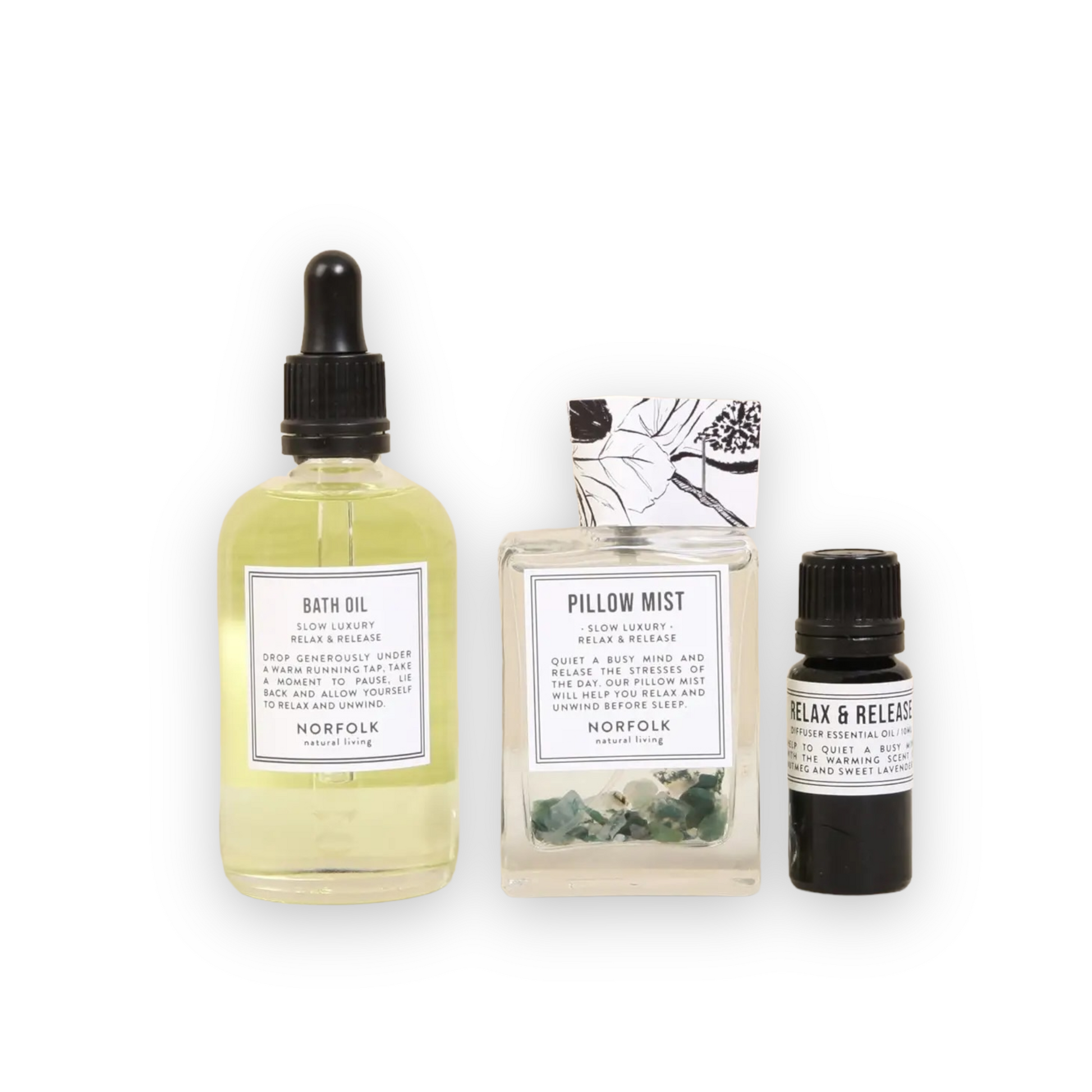 Ultimate Good Night - Deepest Sleep wellness set van Norfolk Natural Living,  ontworpen om te helpen ontspannen en om makkelijker in een rustige slaap te vallen, inclusief badolie, diffuser olie en pillow mist.